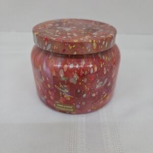 Anthropologie Speckled Red and Pink Candle Jar